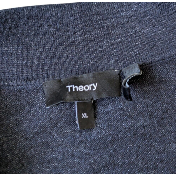 Theory Navy Blue Brenan Polo Shirt in Pacific Linen Cotton Blend Size XL Knit - Picture 4 of 7